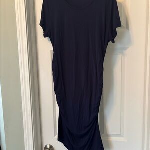 Navy Blue Maternity Short Sleeve Dress